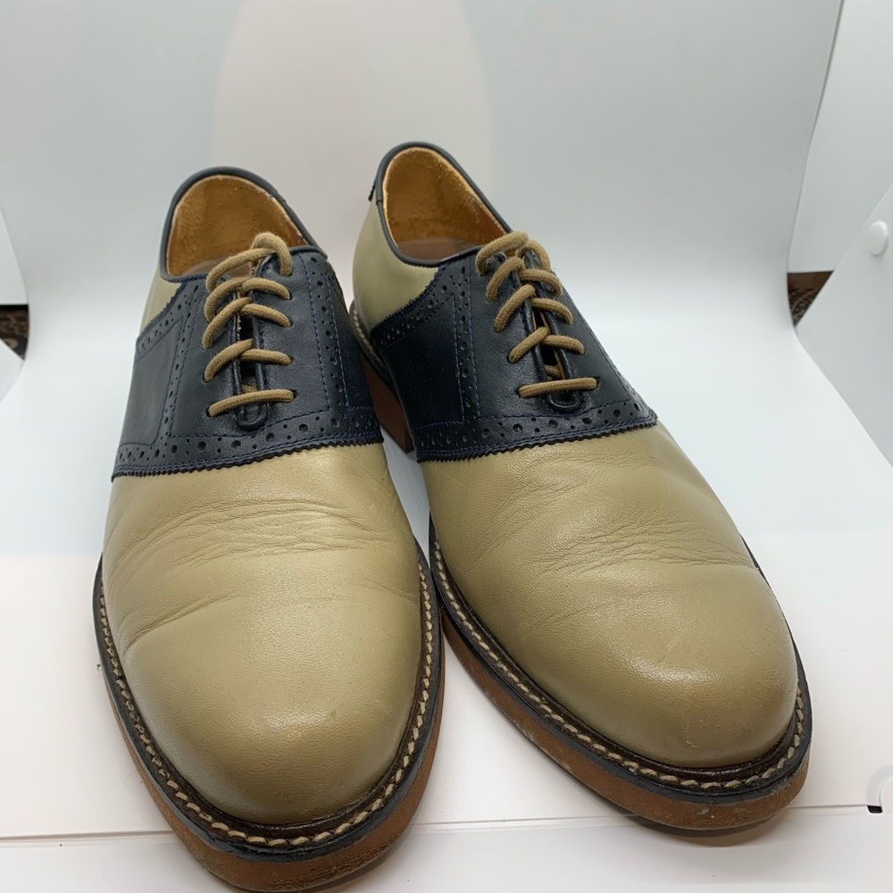 David Spencer Saddle Oxford.  Putty & Navy 9.5.